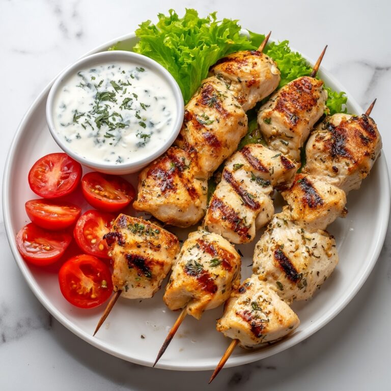 Grilled Chicken Souvlaki with Tzatziki and Fresh Pita Recipe