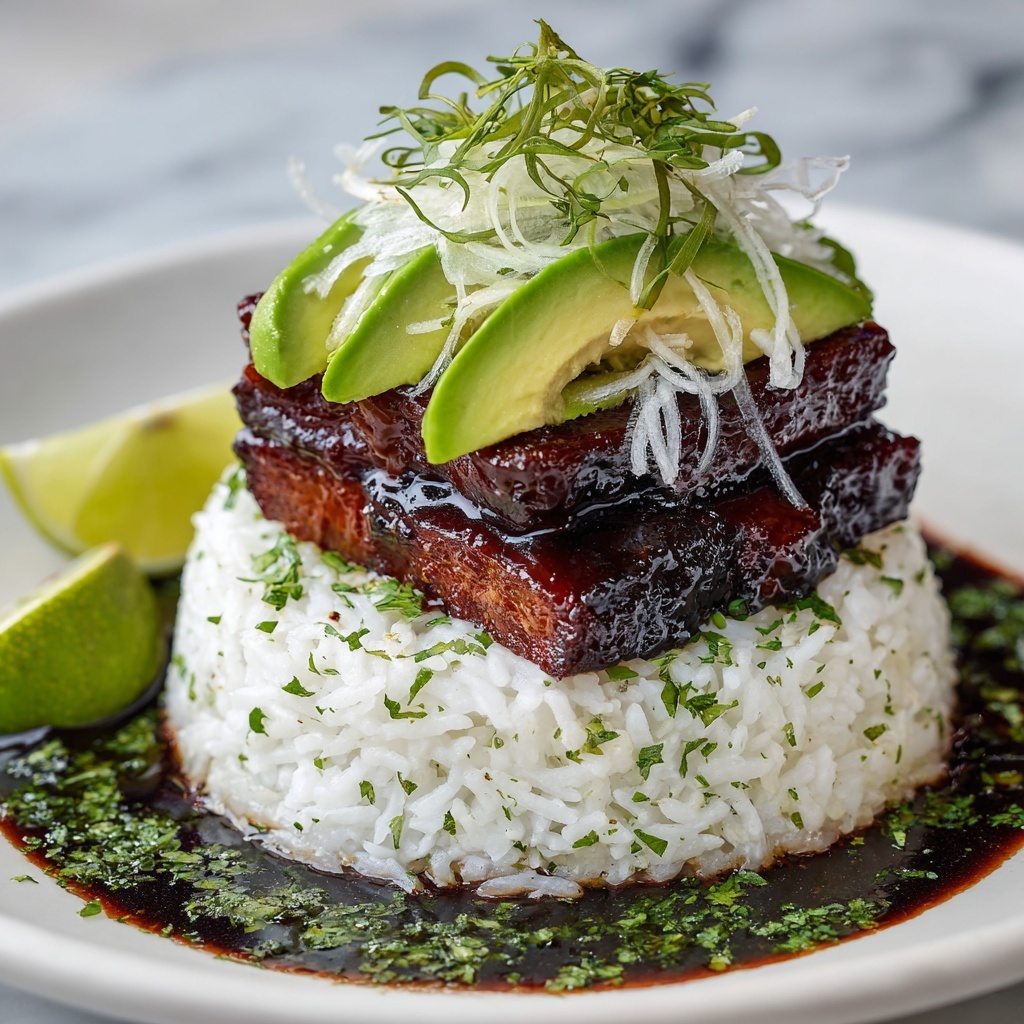 Avocado Rice Stack with Grilled Honey Lime Chicken Recipe - Recipe Image