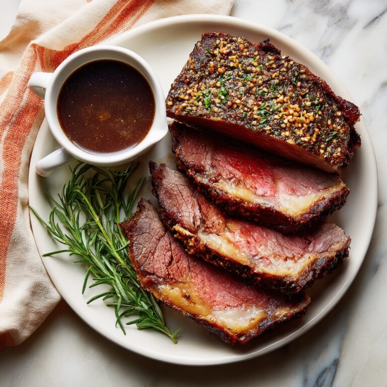 Herb Crusted Sirloin Tip Roast with Fennel Brown Gravy Recipe