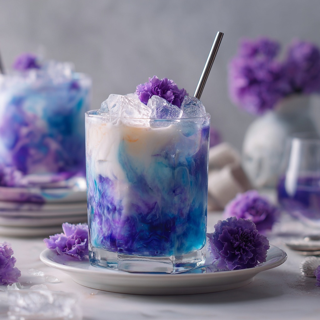 Iced Butterfly Pea Flower Tea Latte Recipe - Recipe Image