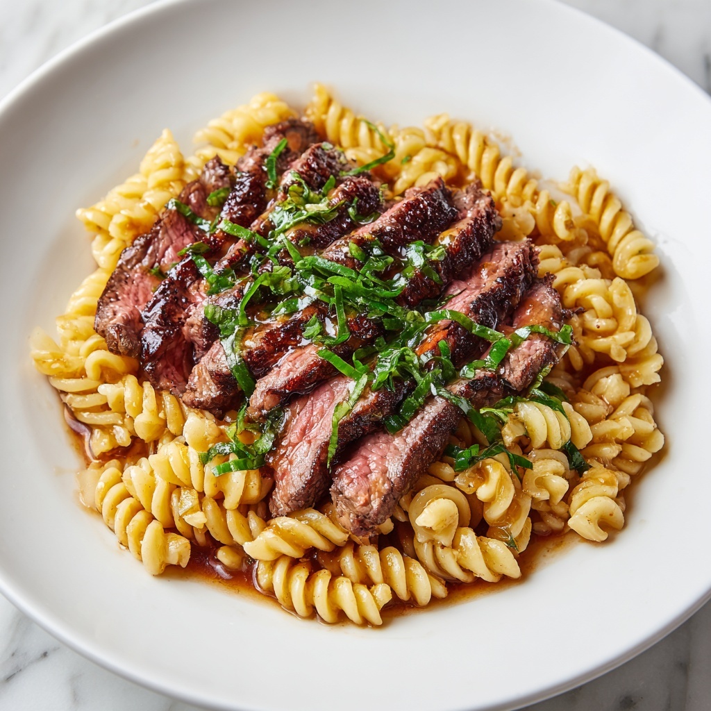 Sticky Honey Garlic Steak and Rotini Recipe - Recipe Image