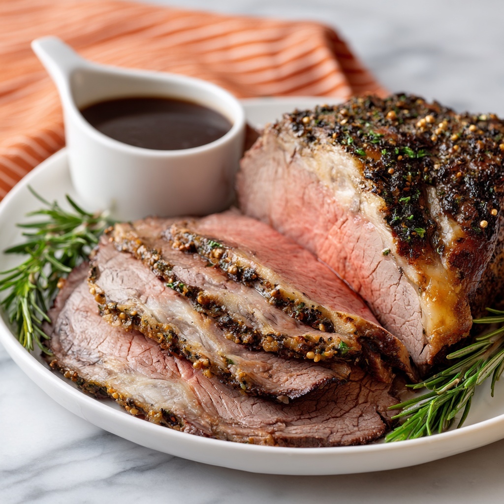 Herb Crusted Sirloin Tip Roast with Fennel Brown Gravy Recipe - Recipe Image