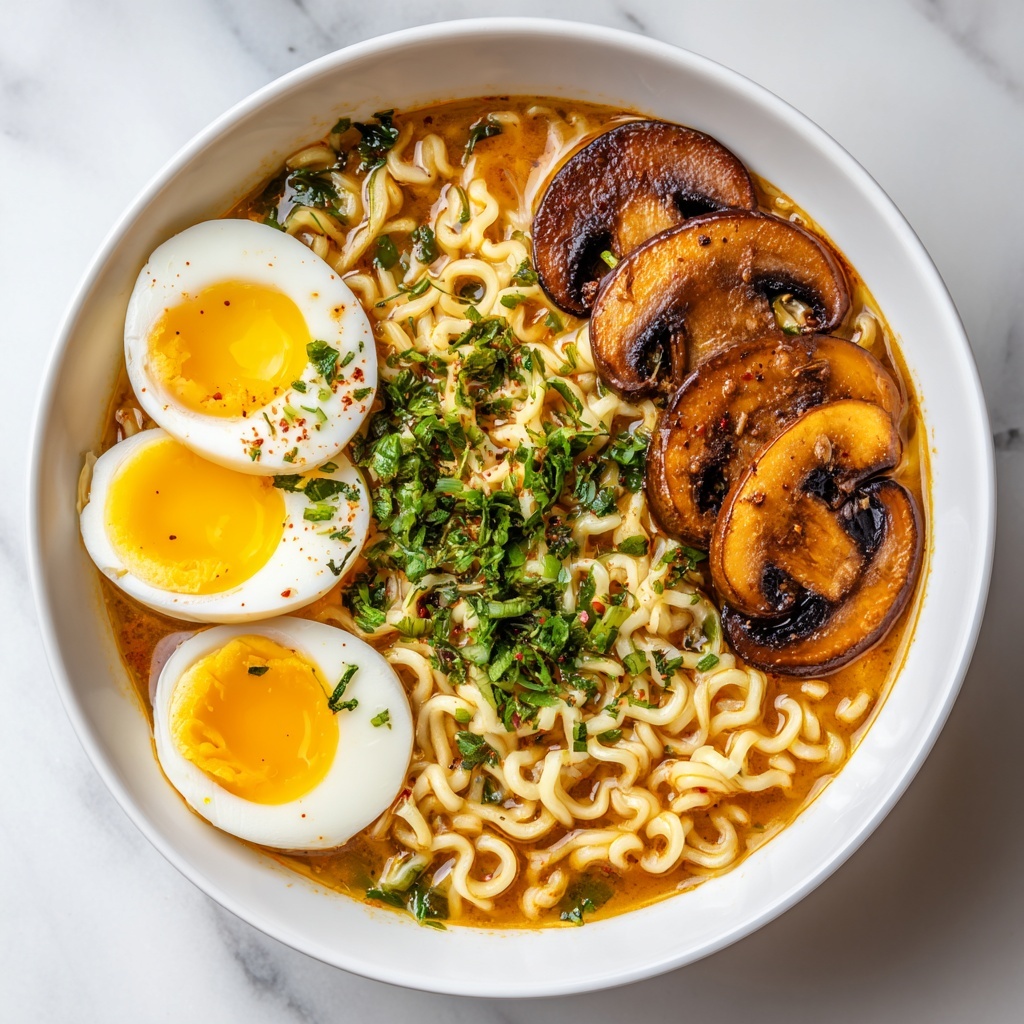 Creamy Ramen Soup with Ground Beef and Soft-Boiled Eggs Recipe - Recipe Image