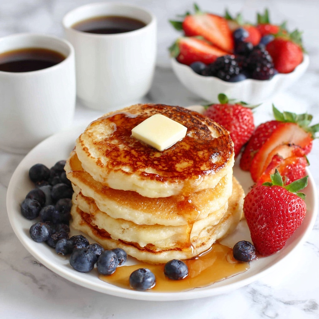 Fluffy Pancakes with Maple Syrup and Fresh Berries Recipe - Recipe Image