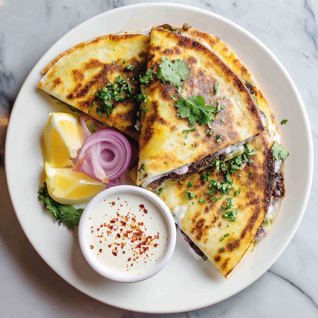 Stuffed Pita (Arayes) with Garlic-Tahini Dip and Pickled Onion Recipe - Recipe Image