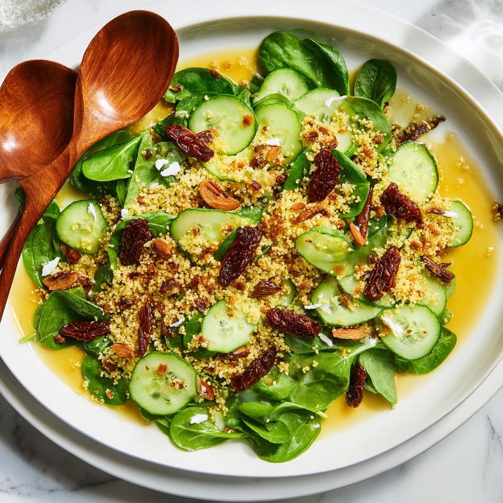 Mediterranean Couscous Salad with Sun-Dried Tomatoes, Cucumber, Spinach, and Feta Recipe - Recipe Image