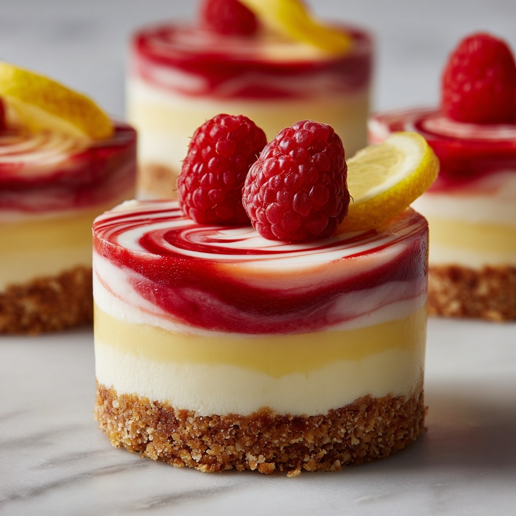 No Bake Raspberry Lemon Swirl Cheesecake Recipe - Recipe Image