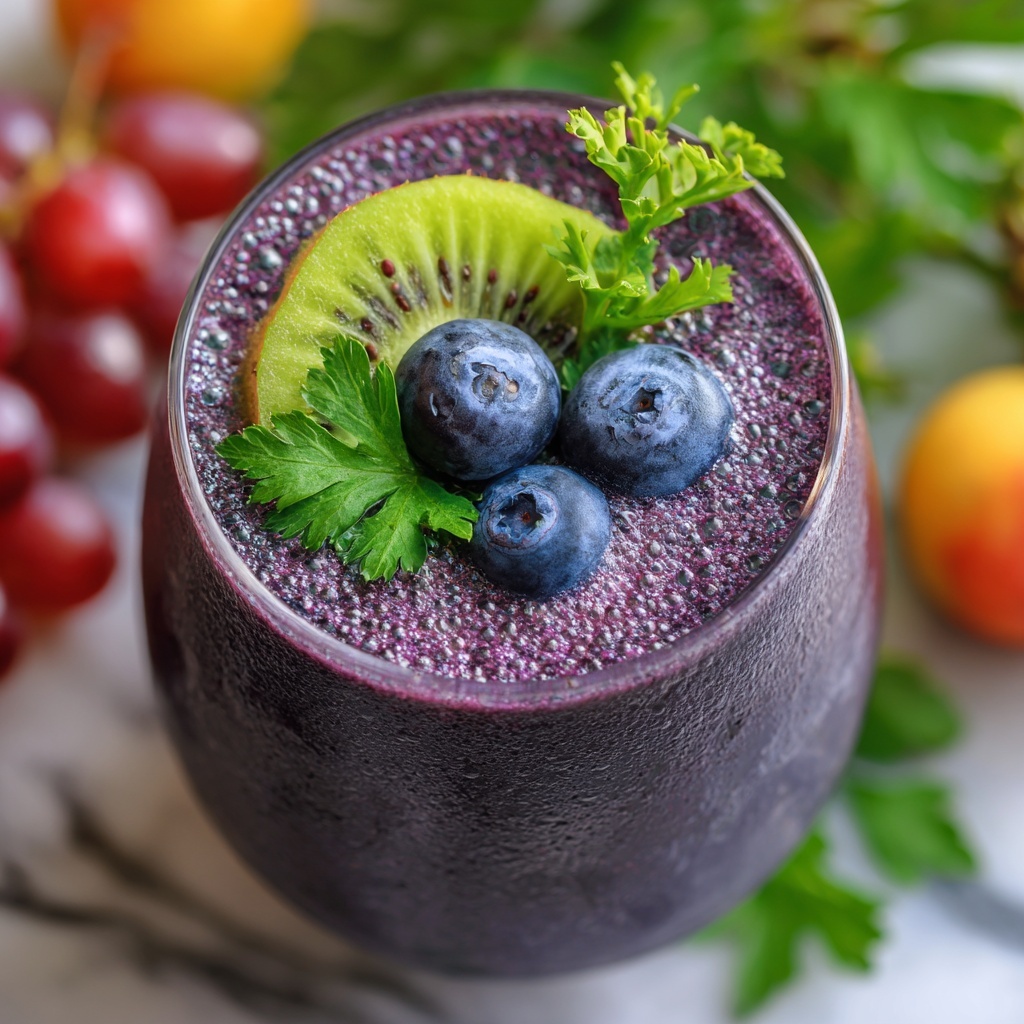 Detox Green Smoothie with Apple, Spinach, and Blueberries Recipe - Recipe Image