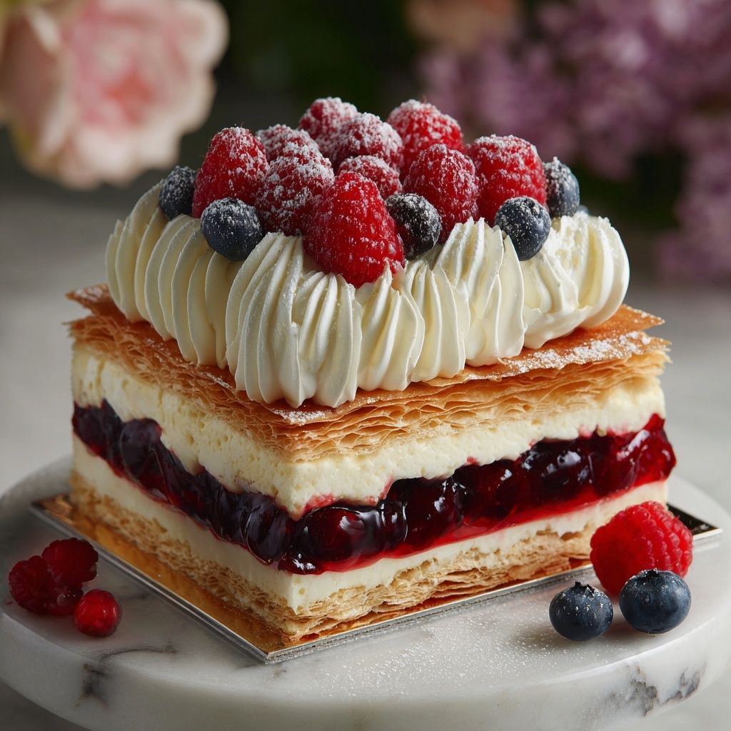 Berry Cream Pastry Cake Recipe - Recipe Image