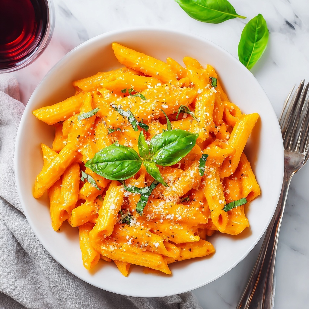 Tomato Garlic Pasta with Creamy Basil and Parmesan Recipe - Recipe Image