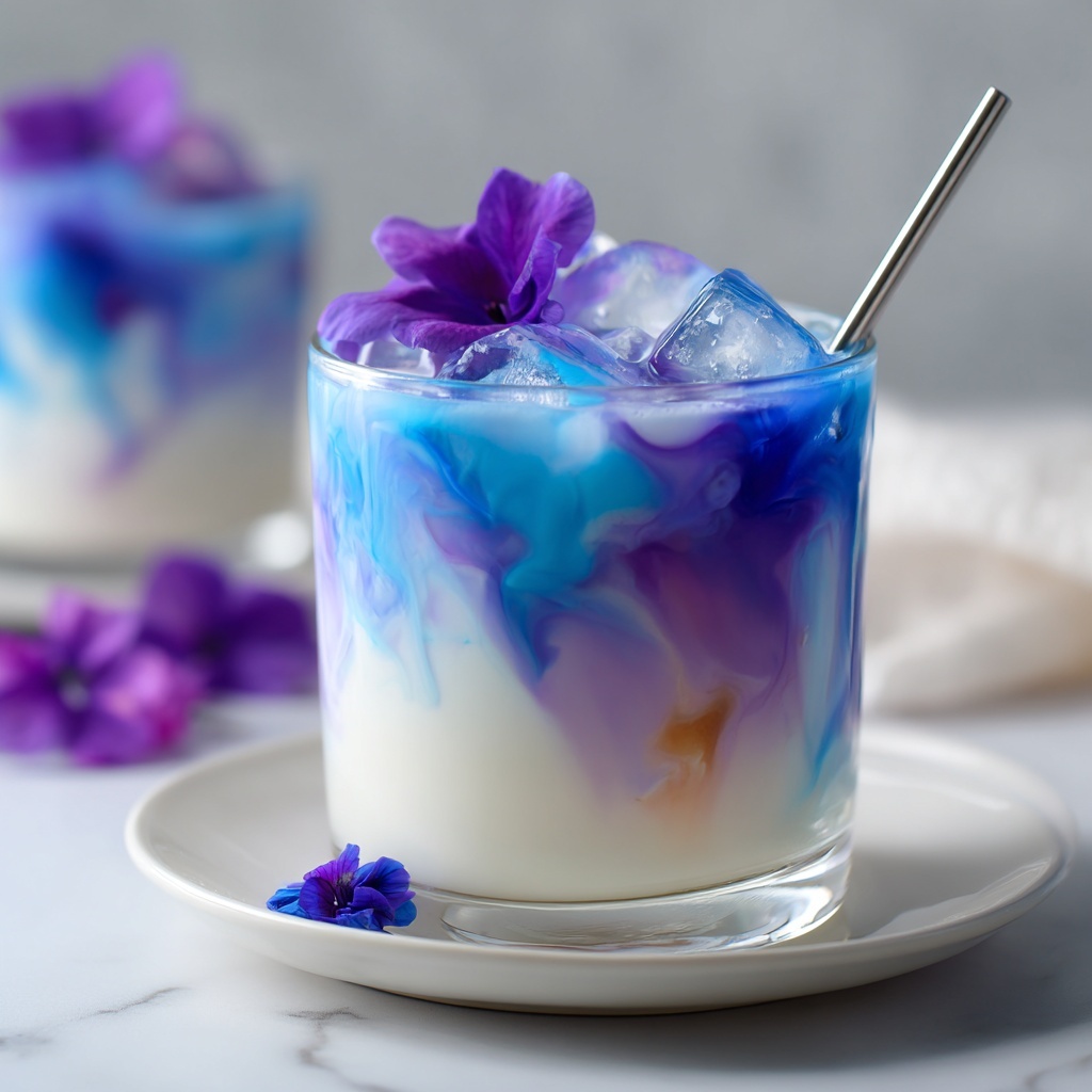 Iced Butterfly Pea Flower Tea Latte Recipe - Recipe Image